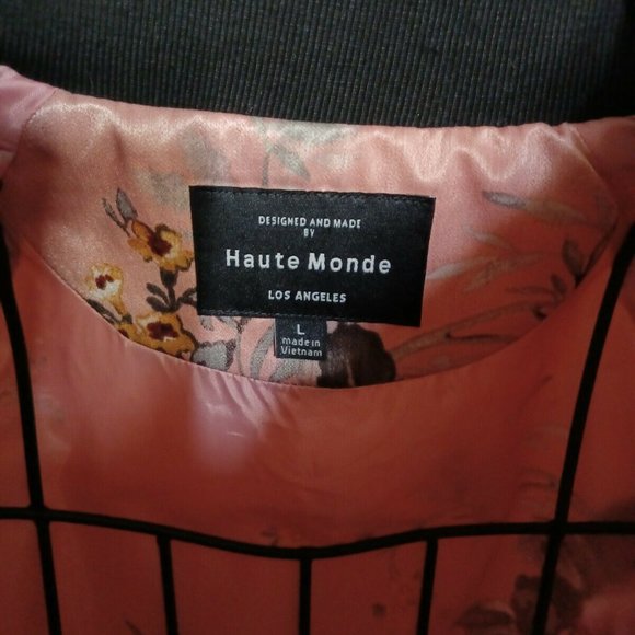 Floral Satin Bomber Jacket - Peach - Picture 5 of 6